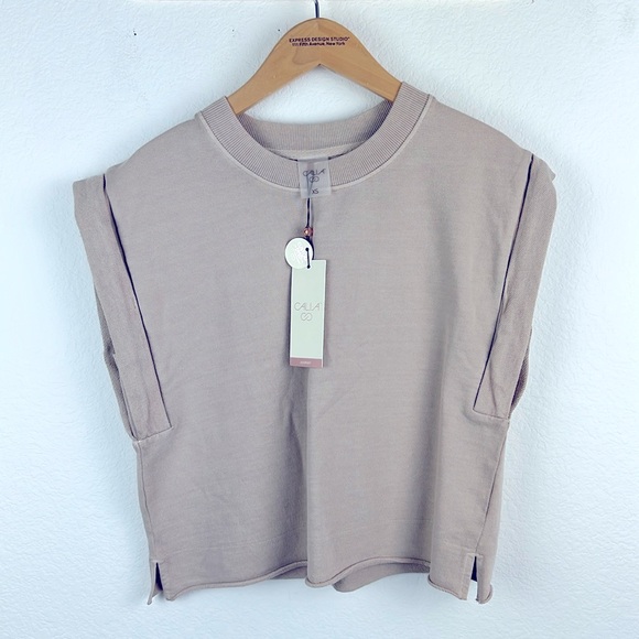 Calia Women's Extended Shoulder Sleeveless Pullover Top Sandtone Brown Sz XS - Picture 1 of 9